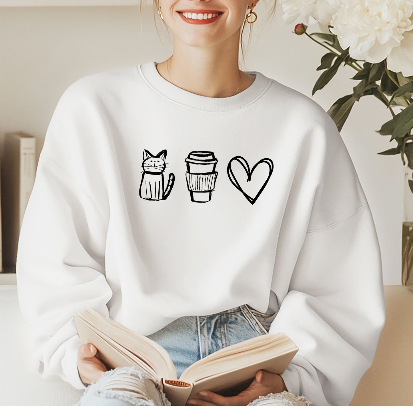 Cats, Coffee & Love Comfort Colors Crewneck