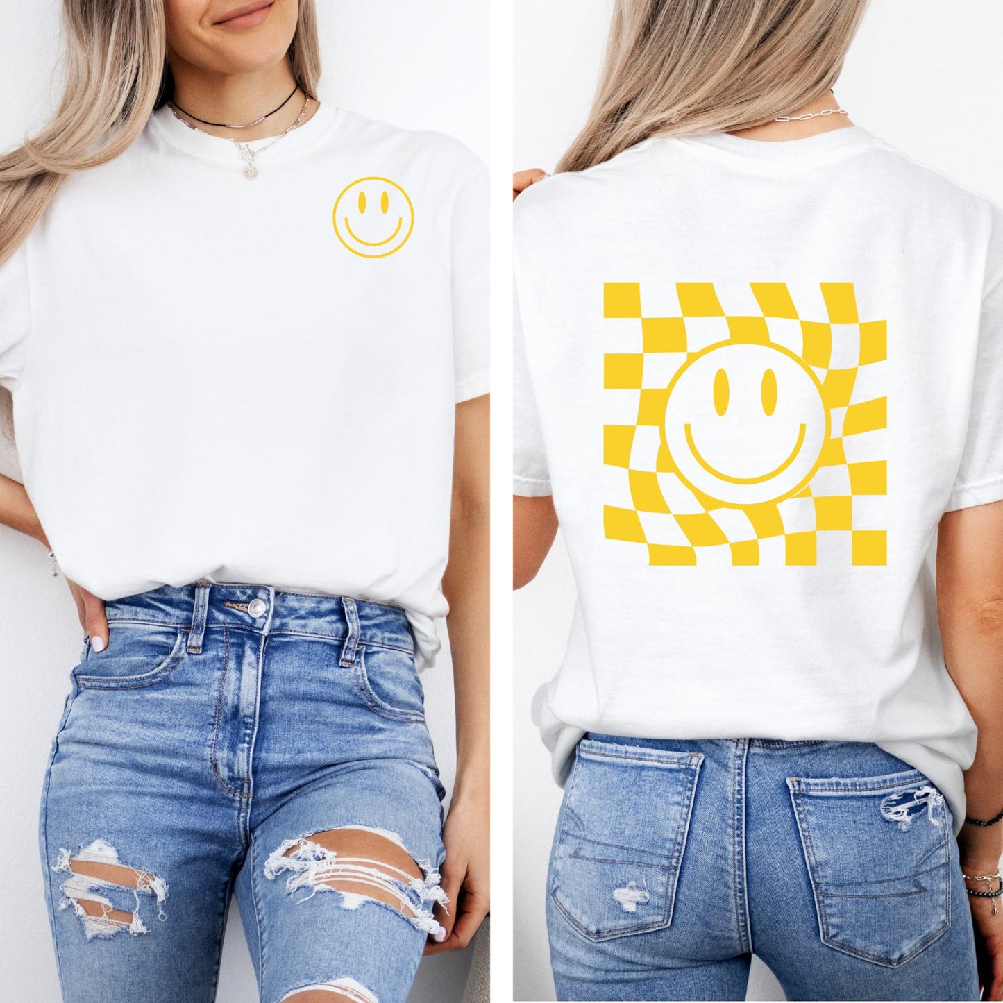 Checkerboard Smiley Face - T-shirt