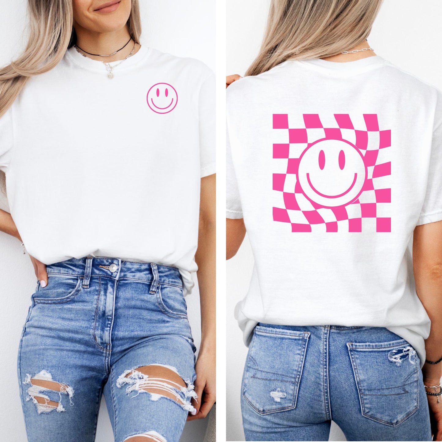 Checkerboard Smiley Face - T-shirt