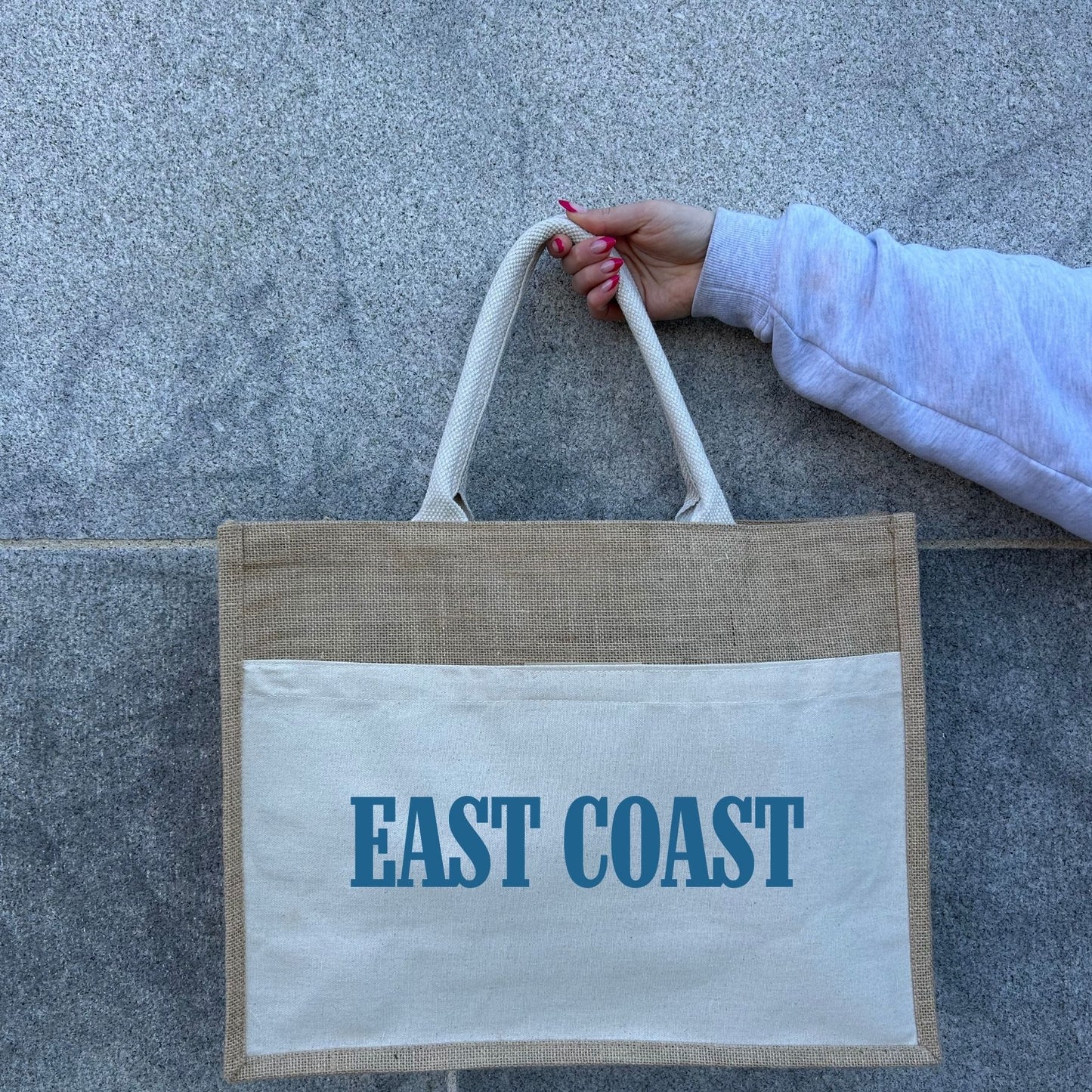 Jute Burlap Tote Bag - East Coast