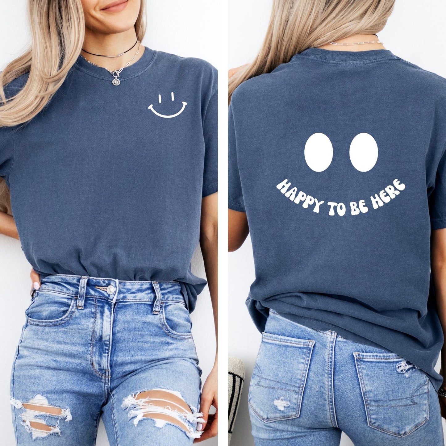 Happy To Be Here T-shirt on Denim