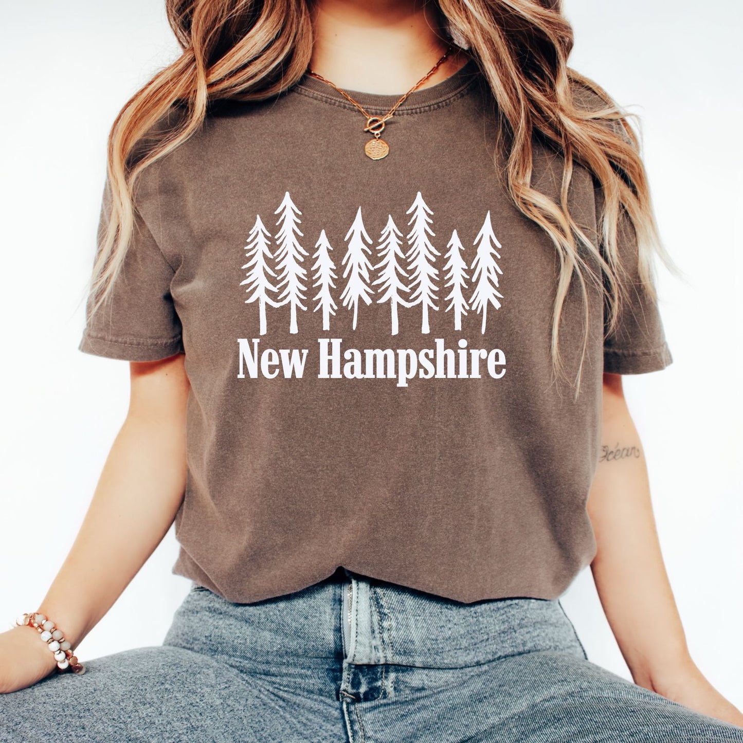 New Hampshire with Trees on Espresso Comfort Colors