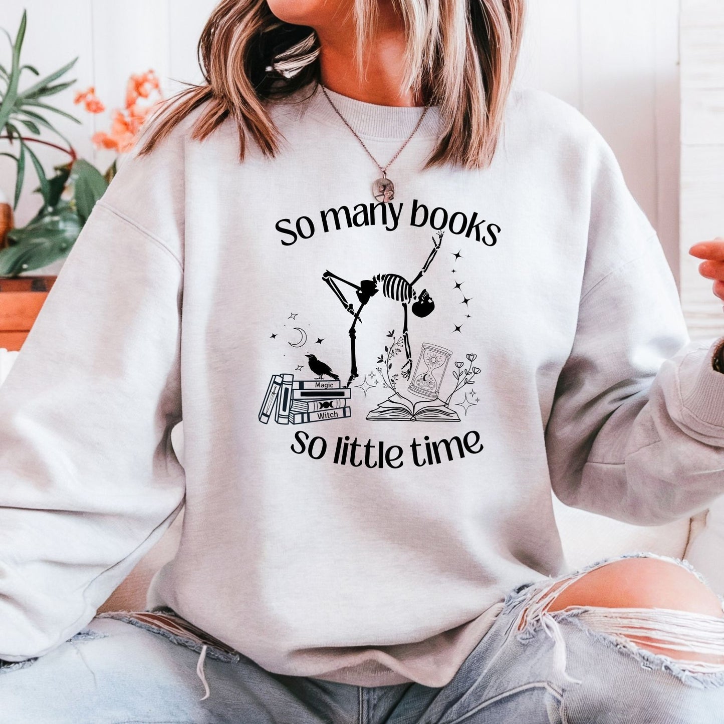 So Many Books So Little Time Crewneck in Ash Gray
