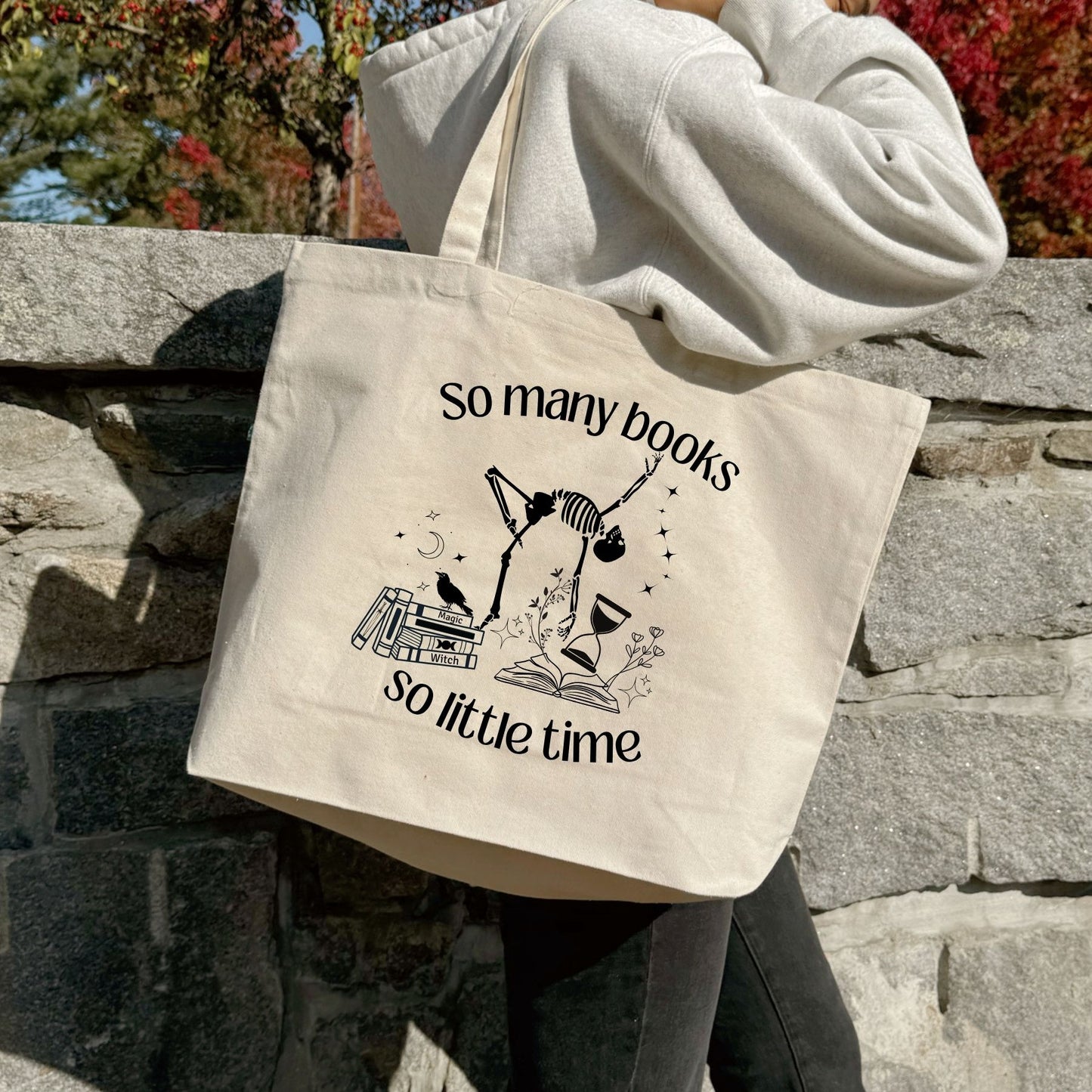 Recycled Canvas Tote Bag - So Many Books So Little Time