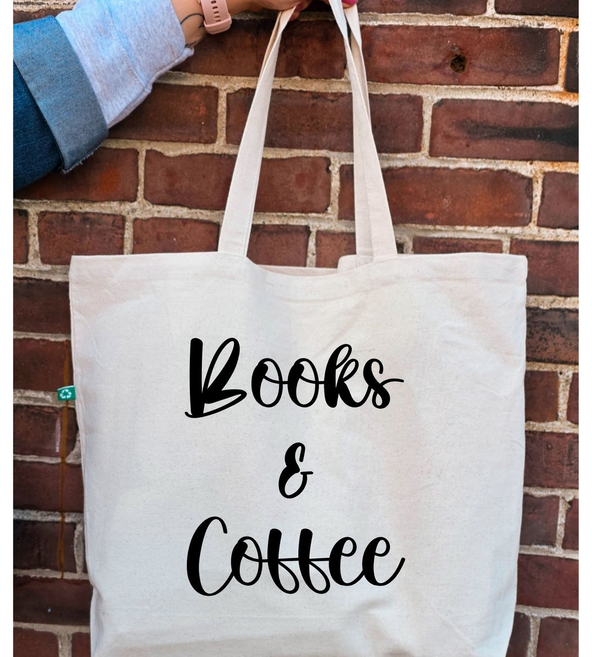 Books & Coffee - Recycled Canvas Tote Bag