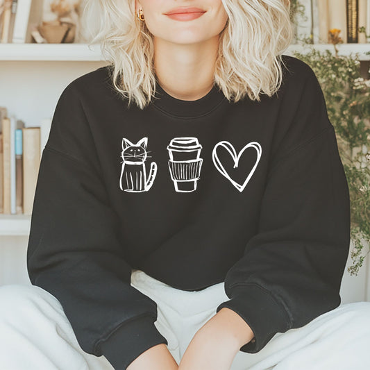 Cats, Coffee & Love Comfort Colors Crewneck