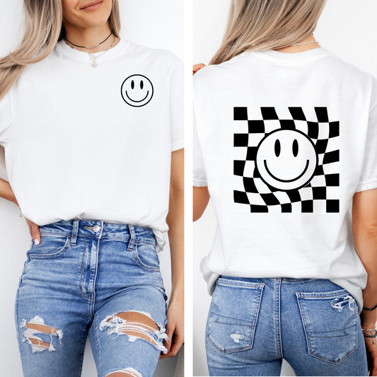 Checkerboard Smiley Face - T-shirt