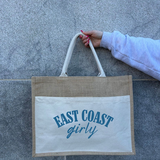Jute Burlap Tote Bag - East Coast Girly