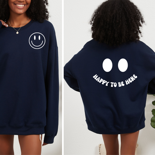 Happy To Be Here Crewneck in Navy