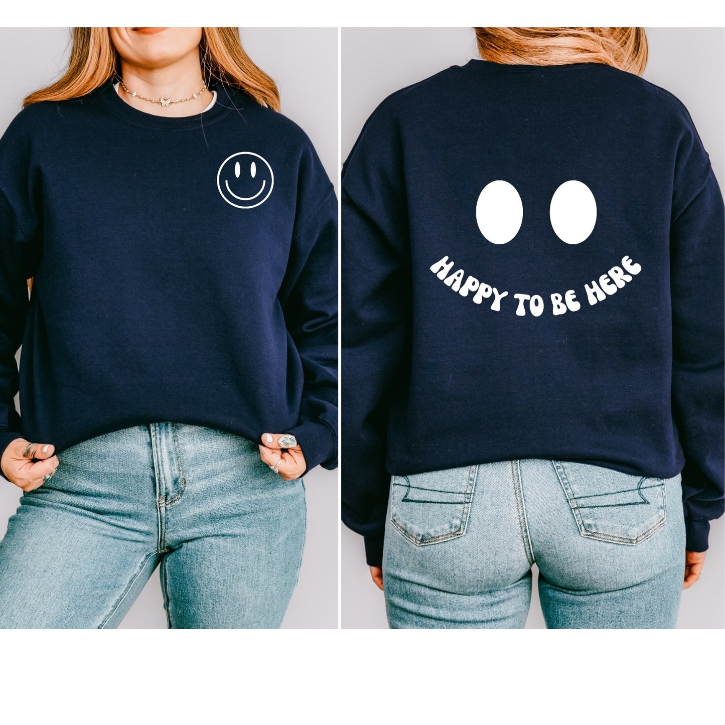 Happy To Be Here Crewneck in Navy