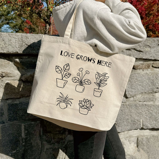 Recycled Canvas Tote Bag - Love Grows Here