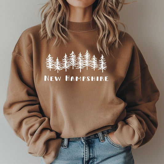 NH Trees on Espresso Comfort Colors Crewneck
