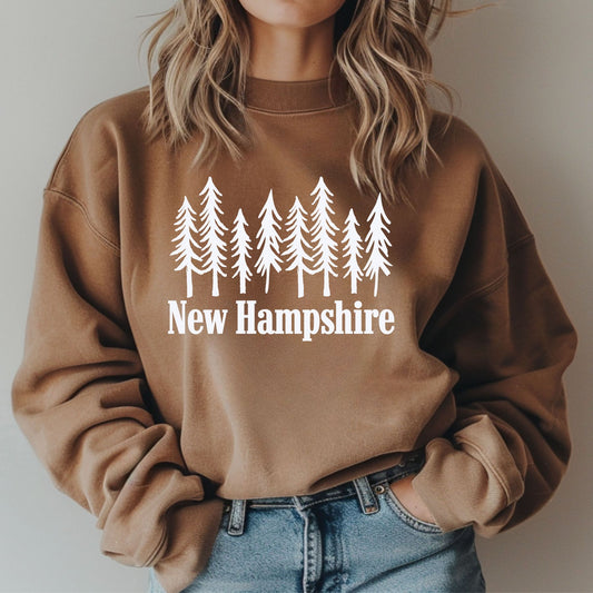 NH Trees on Espresso Comfort Colors Crewneck