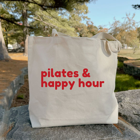 Recycled Canvas Tote Bag - Pilates & Happy Hour