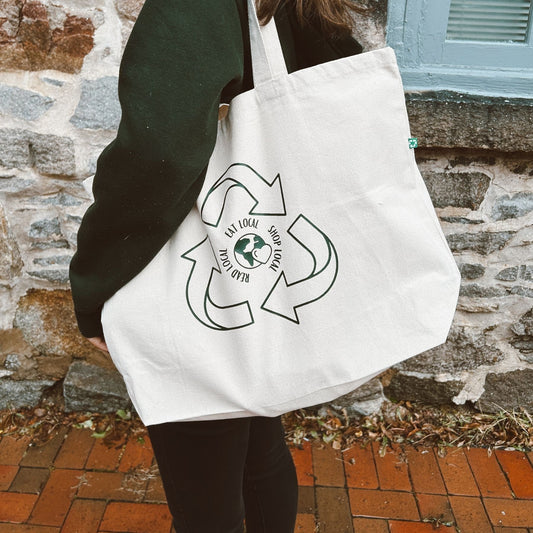 Recycled Canvas Tote Bag - Shop Local, Eat Local, Read Local