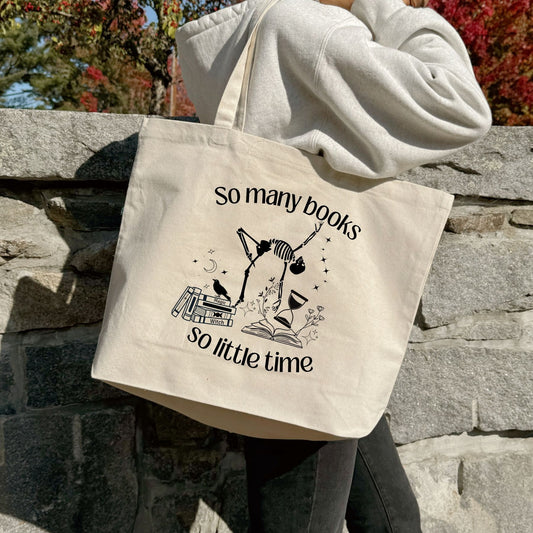 Recycled Canvas Tote Bag - So Many Books So Little Time