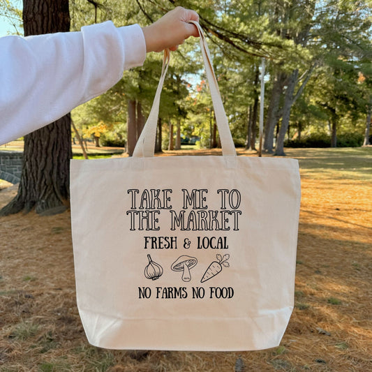 Recycled Canvas Tote Bag - Take Me To The Market