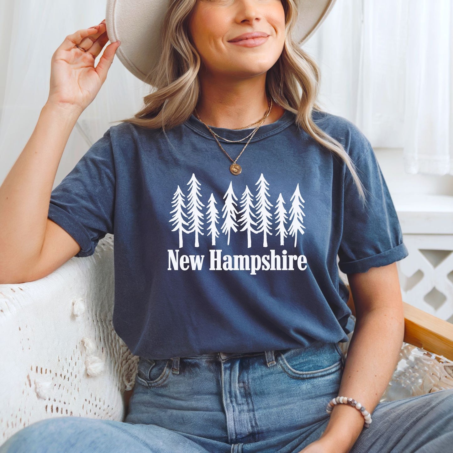 New Hampshire Trees T-shirt in Denim