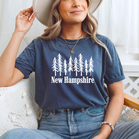 New Hampshire Trees T-shirt in Denim